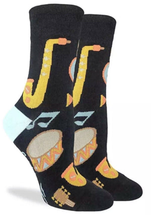 GOOD LUCK SOCK Brand Ladies MUSICAL INSTRUMENTS Socks - Novelty Socks for Less