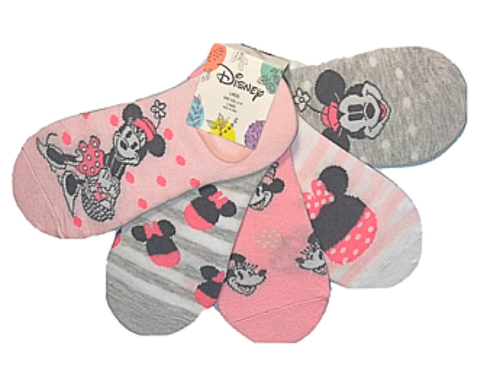 DISNEY Ladies EASTER 5 Pair Of NO SHOW LINER Socks With MINNIE MOUSE