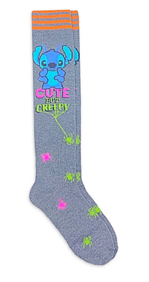 DISNEY’S LILO & STITCH LADIES HALLOWEEN KNEE HIGH SOCKS ‘CUTE BUT CREEPY’ - Novelty Socks for Less