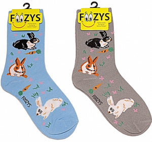 FOOZYS Brand Ladies EASTER 2 Pair Of Socks BUNNY RABBITS & CARROTS - Novelty Socks for Less