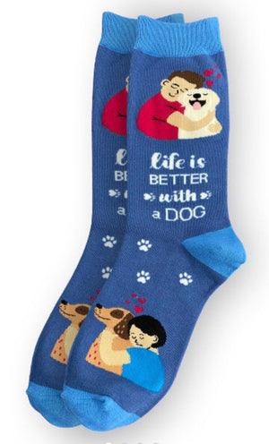HAPPY TAILS Socks LIFE IS BETTER WITH A DOG Unisex By E&S Pets - Novelty Socks for Less