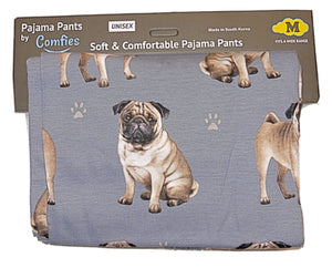COMFIES UNISEX PUG DOG PAJAMA BOTTOMS E&S PETS (CHOOSE SIZE) - Novelty Socks for Less