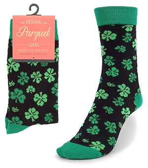Parquet Brand Ladies SHAMROCKS CLOVERS Socks SAINT PATRICKS DAY - Novelty Socks for Less