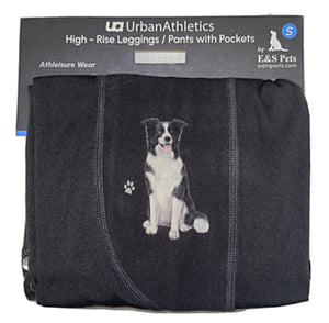 URBAN ATHLETICS Ladies BORDER COLLIE High Rise Leggings With Pockets E&S Pets - Novelty Socks for Less