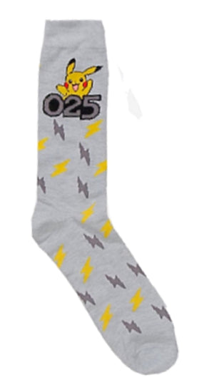 POKEMON Men’s PIKACHU 025 Socks With LIGHTENING BOLTS - Novelty Socks for Less