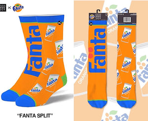 FANTA ORANGE SODA MEN’S SPLIT CREW SOCKS ODD SOX BRAND - Novelty Socks for Less