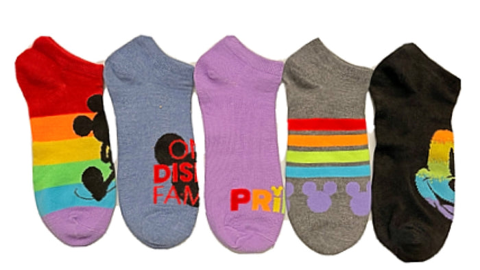 DISNEY Ladies PRIDE 5 Pair Of No Show MICKEY MOUSE Socks
