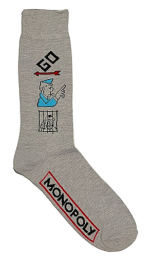 MONOPOLY Men’s Gray Socks ‘PASS GO’ - Novelty Socks for Less