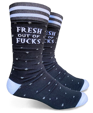 GROOVY THINGS BRAND MEN’S ‘FRESH OUT OF FUCKS’ SOCKS - Novelty Socks for Less