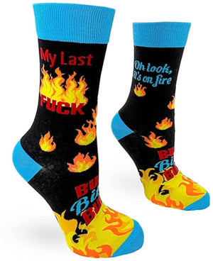 FABDAZ BRAND LADIES ‘MY LAST FUCK’ SOCKS 'OH LOOK IT'S ON FIRE' - Novelty Socks for Less