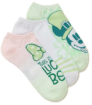 DISNEY Ladies ST. PATRICKS DAY 3 Pair Of No Show Socks MICKEY MOUSE - Novelty Socks for Less