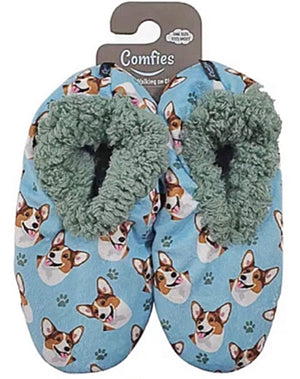 COMFIES Ladies WELSH CORGI DOG Non-Skid Slippers - Novelty Socks for Less