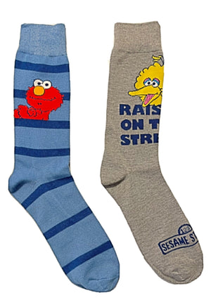 SESAME STREET Men’s 2 Pair Of Socks BIRD BIRD, ELMO ‘RAISED ON THE STREET’ - Novelty Socks for Less
