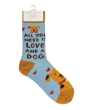 PRIMITIVES BY KATHY Unisex ‘ALL YOU NEED IS LOVE & A DOG’ Socks - Novelty Socks for Less