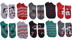 DISNEY LADIES CHRISTMAS 10 PAIR OF LOW SHOW MICKEY MOUSE SOCKS - Novelty Socks for Less