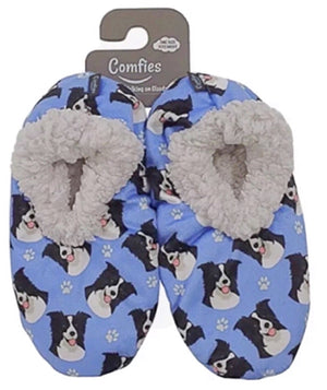 COMFIES Ladies BORDER COLLIE DOG Non-Skid SLIPPERS - Novelty Socks for Less