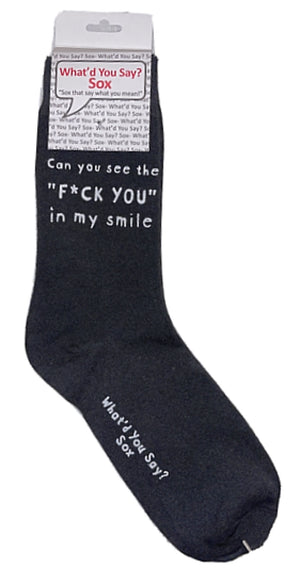 WHAT’D YOU SAY Sox Unisex ‘Can You See The F*ck You In My Smile’ Socks - Novelty Socks for Less