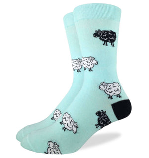 GOOD LUCK SOCK Brand Men’s SHEEP Socks WHITE & BLACK SHEEP - Novelty Socks for Less