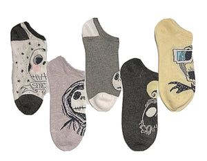 DISNEY THE NIGHTMARE BEFORE CHRISTMAS Ladies 5 Pair Of No Show Socks - Novelty Socks for Less