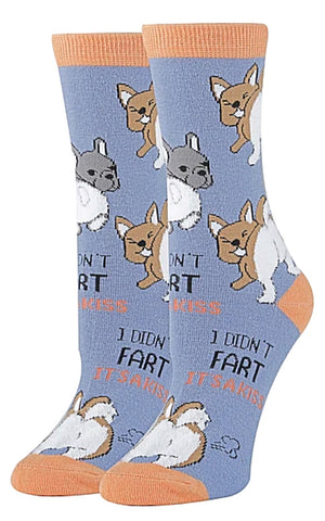 OOOH YEAH Brand Ladies DOG Socks ‘I DIDN’T FART IT’S A KISS’ - Novelty Socks for Less