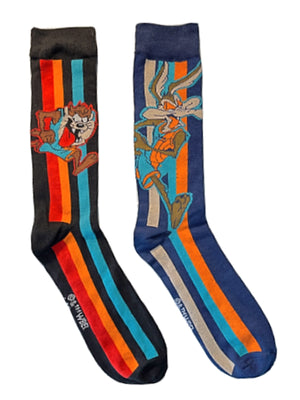 LOONEY TUNES Men’s SPACE JAM 2 Pair Of Socks WILE E. COYOTE & TASMANIAN DEVIL - Novelty Socks for Less