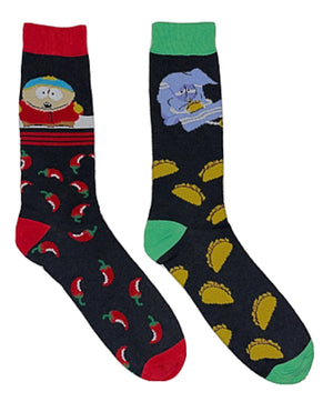 SOUTH PARK Men’s 2 Pair Of Socks ERIC CARTMAN, HOT PEPPERS, TOWLIE & TACOS - Novelty Socks for Less