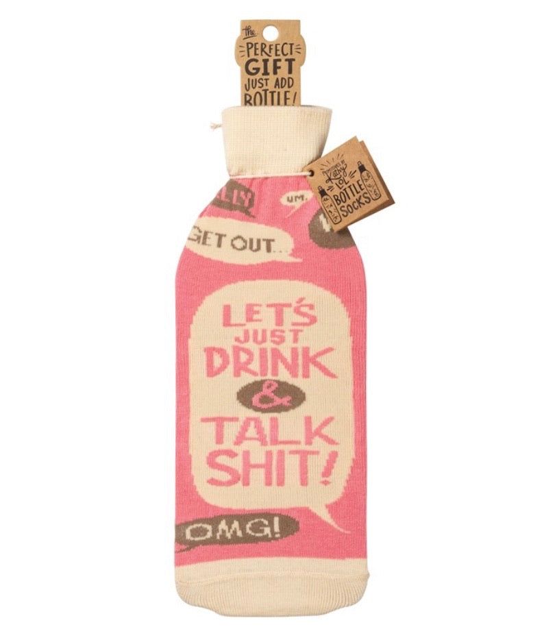 PRIMITIVES BY KATHY ‘LET’S DRINK/TALK SH*T’ BOTTLE SOCK - Novelty Socks for Less