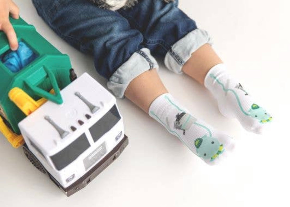 SQUID SOCKS Brand Unisex INFANT/TODDLER 3 Pair Of STAY ON Socks ‘CHASE COLLECTION’ - Novelty Socks for Less