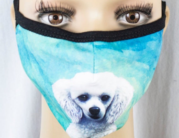 E&S Pets Brand WHITE POODLE Dog Adult Face Mask Cover