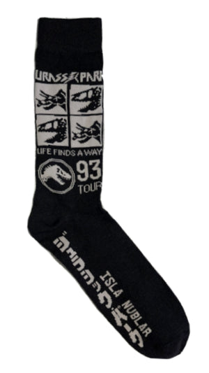 JURASSIC WORLD Men’s Socks ‘LIFE FINDS A WAY ‘93 Tour’ - Novelty Socks for Less