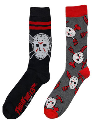 FRIDAY THE 13th Men’s 2 Pair Of HALLOWEEN Socks JASON VOORHEES - Novelty Socks for Less