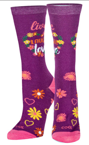 COOL SOCKS BRAND LADIES ‘LIVE LOVE LAUGH’ SOCKS - Novelty Socks for Less