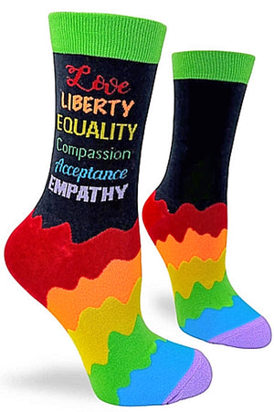 FABDAZ Brand Ladies LOVE LIBERTY EQUALITY Socks - Novelty Socks for Less