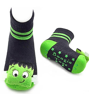 BOOGIE TOES Unisex Baby FRANKENSTEIN RATTLE GRIPPER BOTTOM Socks By PIERO LIVENTI - Novelty Socks for Less