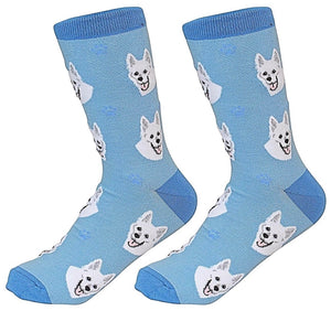 SOCK DADDY Brand WHITE GERMAN SHEPHERD Unisex By E&S Pets - Novelty Socks for Less