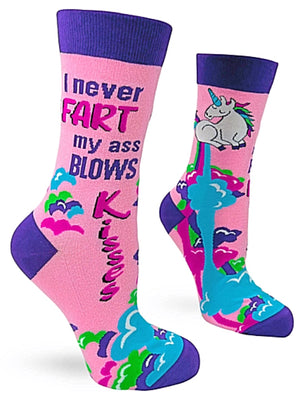 FABDAZ BRAND LADIES ‘I NEVER FART MY ASS BLOWS KISSES’ SOCKS - Novelty Socks for Less
