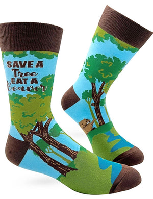 FABDAZ BRAND MEN’S ‘SAVE A TREE EAT A BEAVER’ SOCKS - Novelty Socks for Less