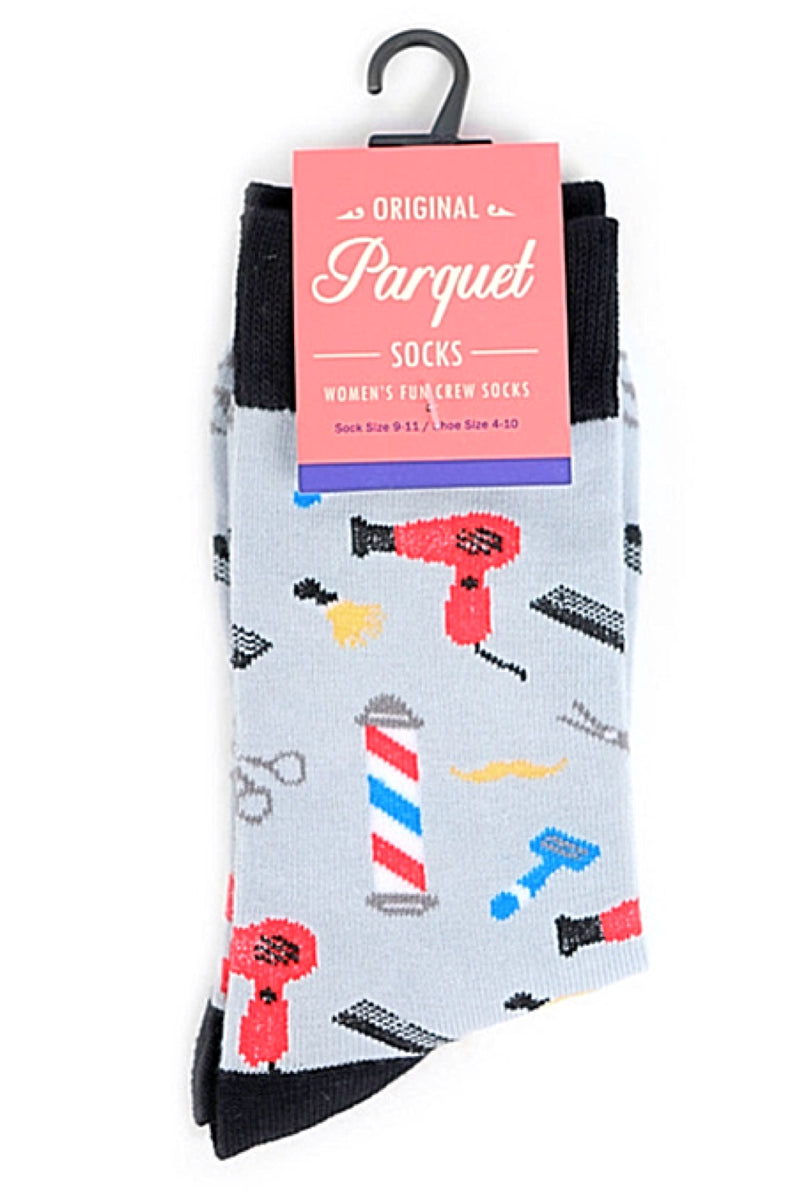 PARQUET Brand Ladies BARBER SHOP Socks Barber Pole, Hair Dryer