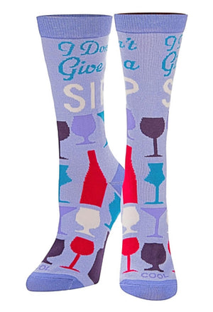 COOL SOCKS BRAND LADIES WINE SOCKS ‘I DON’T GIVE A SIP’ - Novelty Socks for Less