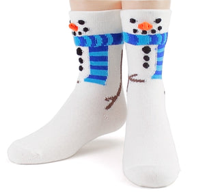 FOOT TRAFFIC Brand Kids 3-D SNOWMAN Socks Youth Shoe Size 12-5 - Novelty Socks for Less