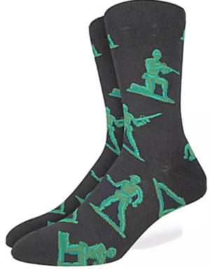 GOOD LUCK SOCK Brand Men’s GREEN ARMY MEN Socks - Novelty Socks for Less
