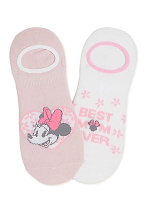DISNEY’S Ladies 2 Pair MOTHER’S DAY Liner Socks ‘BEST MOM EVER’ - Novelty Socks for Less