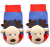 BOOGIE TOES Unisex Baby REINDEER RATTLE GRIPPER BOTTOM SOCKS By PIERO LIVENTI - Novelty Socks for Less