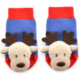 BOOGIE TOES Unisex Baby REINDEER RATTLE GRIPPER BOTTOM SOCKS By PIERO LIVENTI - Novelty Socks for Less