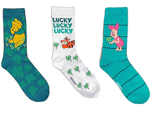 Disney WINNIE THE POOH Ladies ST. PATRICKS DAY 3 Pair Of Socks PIGLET, TIGGER - Novelty Socks for Less