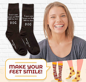 WHAT’D YOU SAY SOX Unisex ‘I MEET SOME PEOPLE & FEEL BAD FOR THEIR DOG’ Socks - Novelty Socks for Less