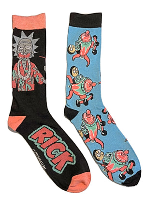 RICK AND MORTY 2 Pair Of Socks WITH AIRPLANE - Novelty Socks for Less