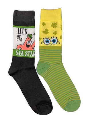 SPONGEBOB SQUAREPANTS Men’s 2 Pair Of SAINT PATRICKS DAY Socks ‘LUCK OF THE SEA STAR’ - Novelty Socks for Less
