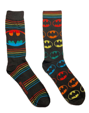 DC COMICS BATMAN Men’s 2 Pair Of RAINBOW PRIDE Socks - Novelty Socks for Less