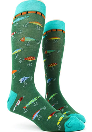 FOOT TRAFFIC Brand Mens FISHING LURES Socks - Novelty Socks for Less